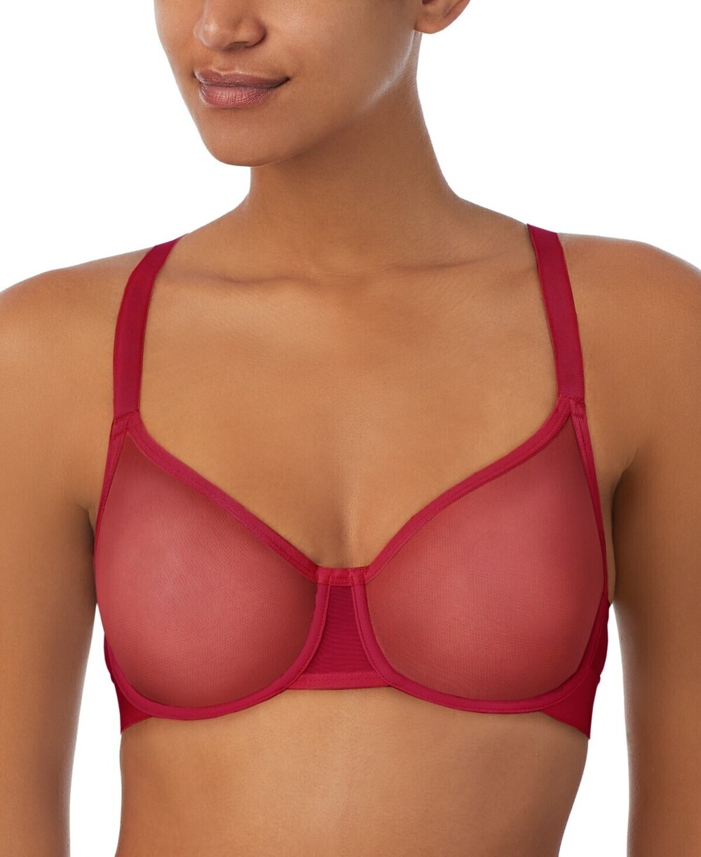 NWT DKNY Womens Sheers Unlined Demi Bra Red 36B